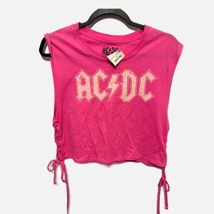AC/DC hot pink cropped tank top